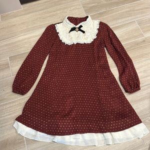 Axes Femme Lolita Harajuku Japan dress with lace bow details Asian M or US Small